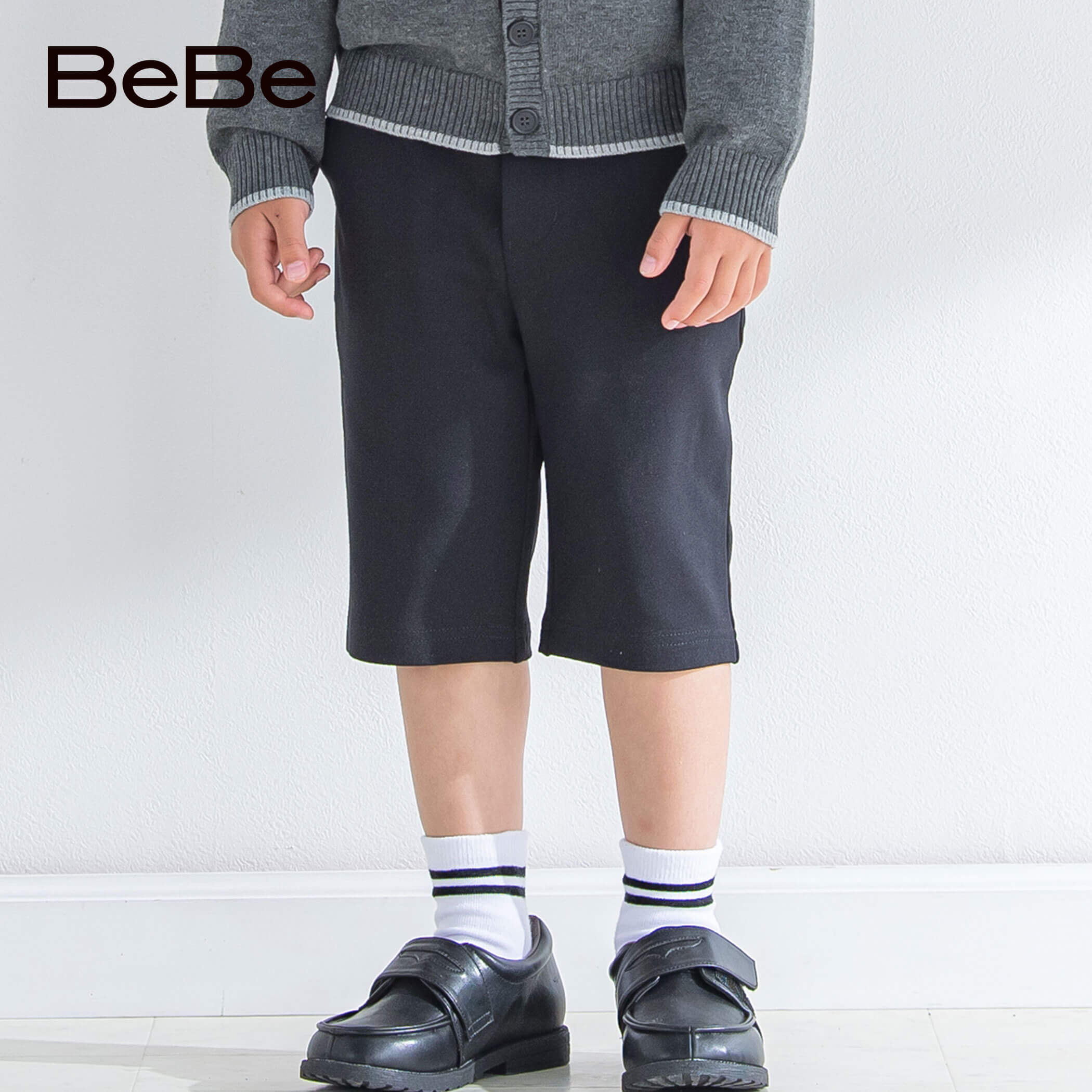 【半額】BeBe（べべ）ストレッチポンチ ハーフパンツ (90~140cm) フォーマル セレモニー 黒 子供服 男..