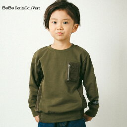 【50%OFFセール】BeBe Petits Pois Vert（べべ・プチポワヴェール）「MA-1風トレーナー(95~150cm)」子供服 子ども服 男の子 女の子