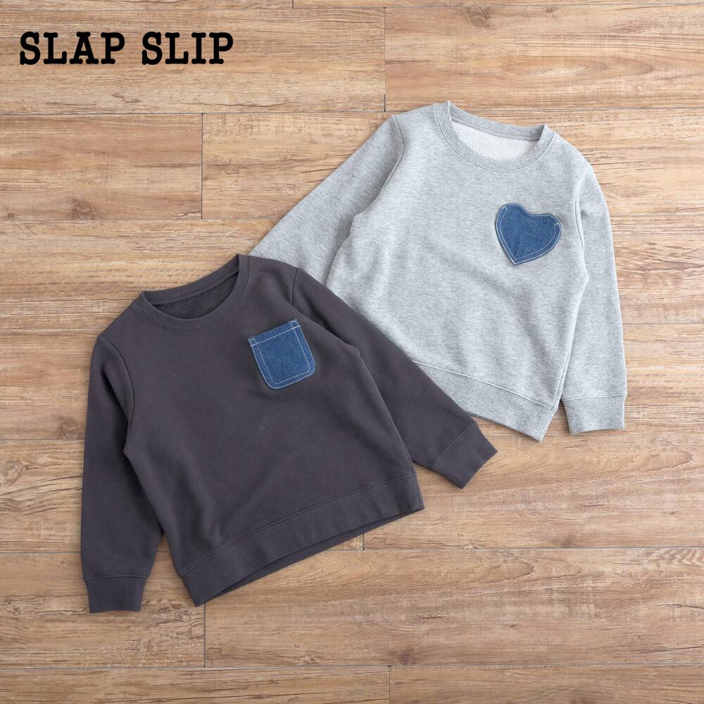 【30 OFFセール】SLAP SLIP（スラップスリップ）「胸ポケットバックプリントトレーナー(80~130cm)」子供服 子ども服 男の子 女の子80 90 100 110 120 130 トレーナー 長袖 ロンT スウェット カジュアル キッズ ギフト ブランド