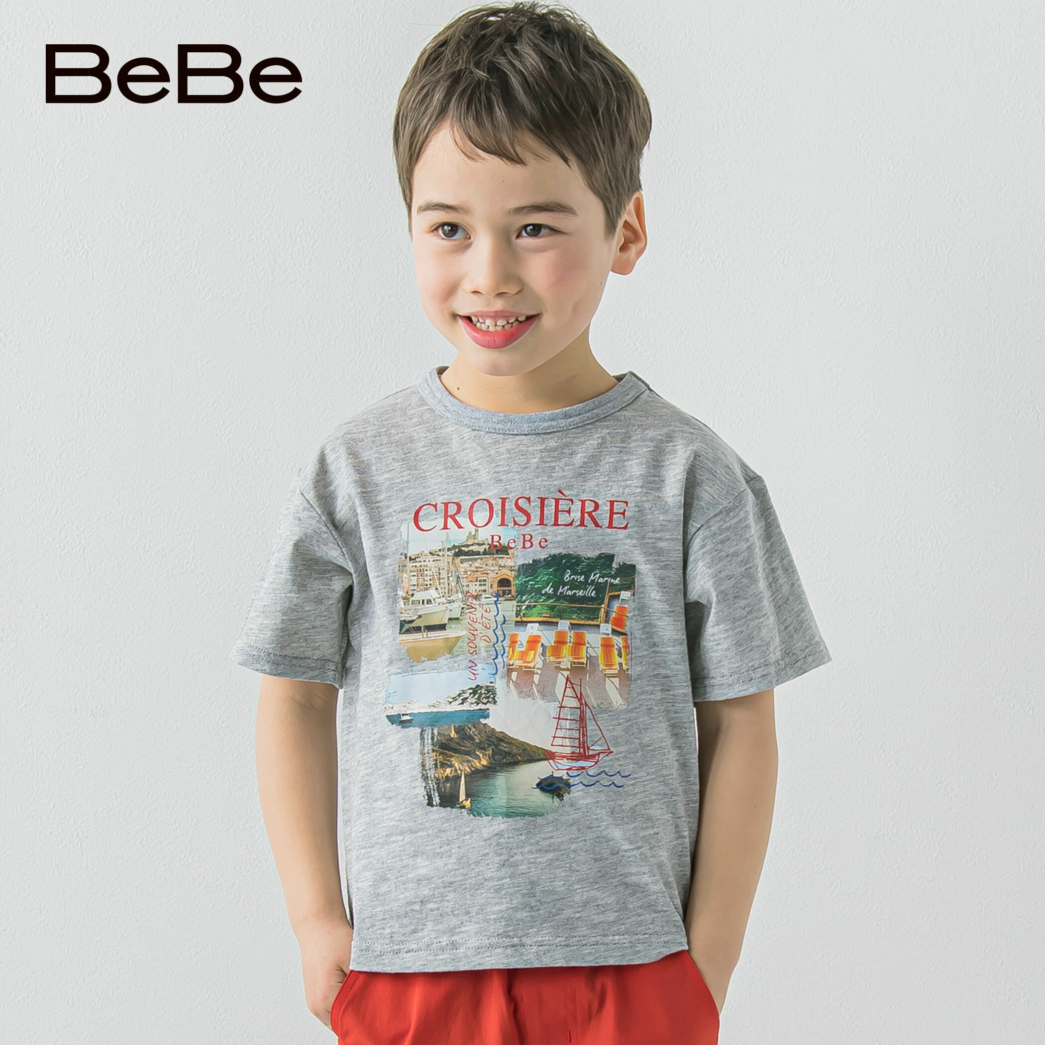 楽天BEBE 公式 楽天市場店【30％OFFセール】BeBe（べべ）「スラブ天竺フォトプリントTシャツ（90~150cm）」子供服 子ども服 男の子 女の子90 100 110 120 130 140 150 Tシャツ 長袖 半袖 ロンT キッズ ギフト ブランド