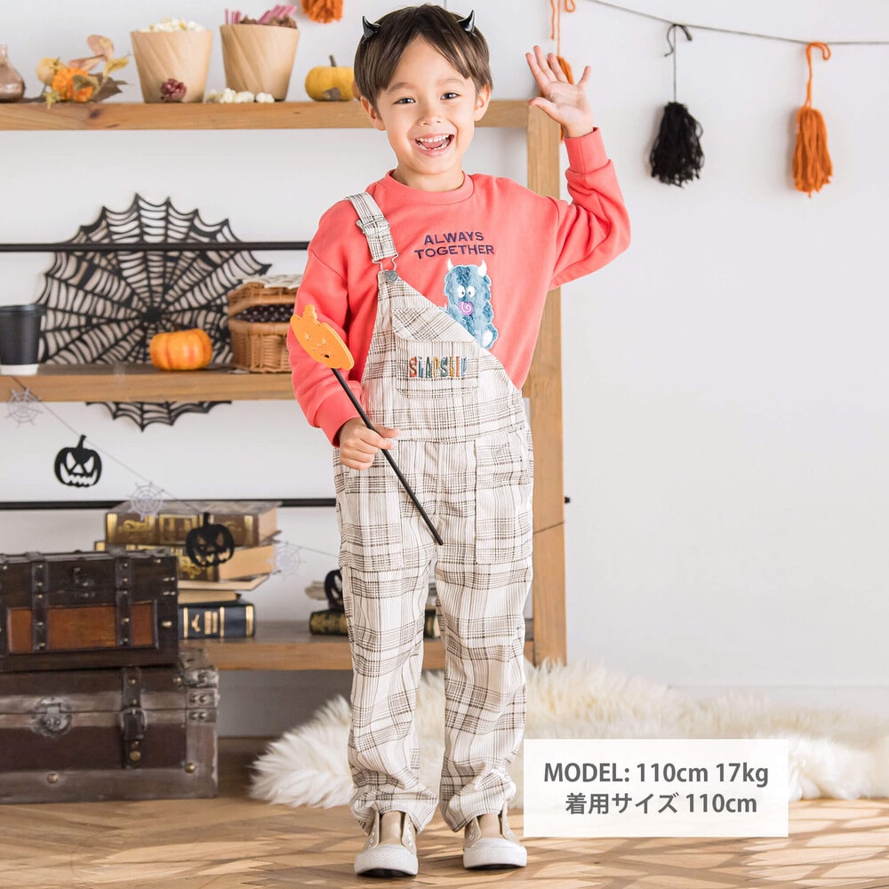 【半額】SLAP SLIP フラップ胸ポケット付きチェックサロペット (80~120cm) 子供服 ...