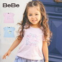 【10％OFFタイムセール】BeBe（べべ）「フラワーリースパフスリーブTシャツ(80~90cm)」子供服 子ども服 男の子 女の子 80 90 トップス キッズ ギフト ブランド