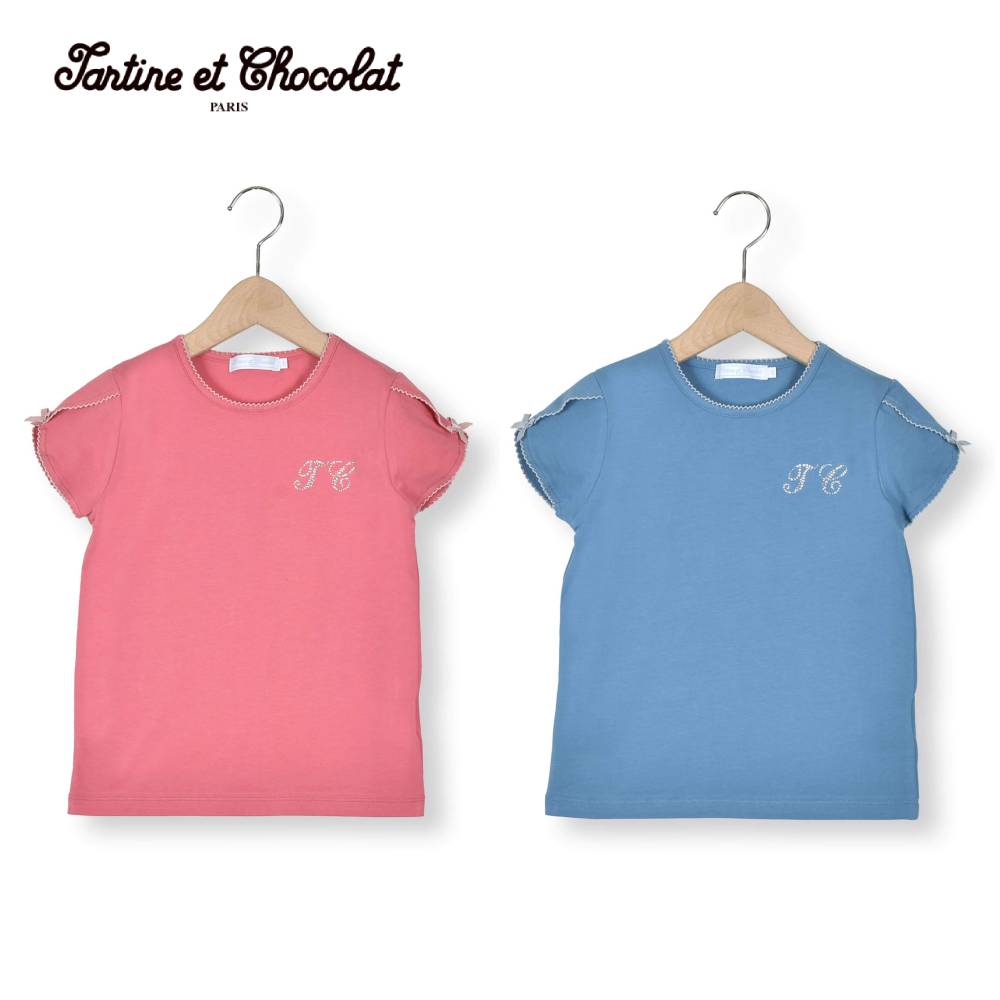 Tartine et Chocolat（タルティーヌエショコラ）「袖リボンソフトベア天竺半袖Tシャツ(90~140cm)」子供服 子ども服 男の子 女の子 90 100 110 120 130 140 トップス Tシャツ 半袖 キッズ ギフト ブランド