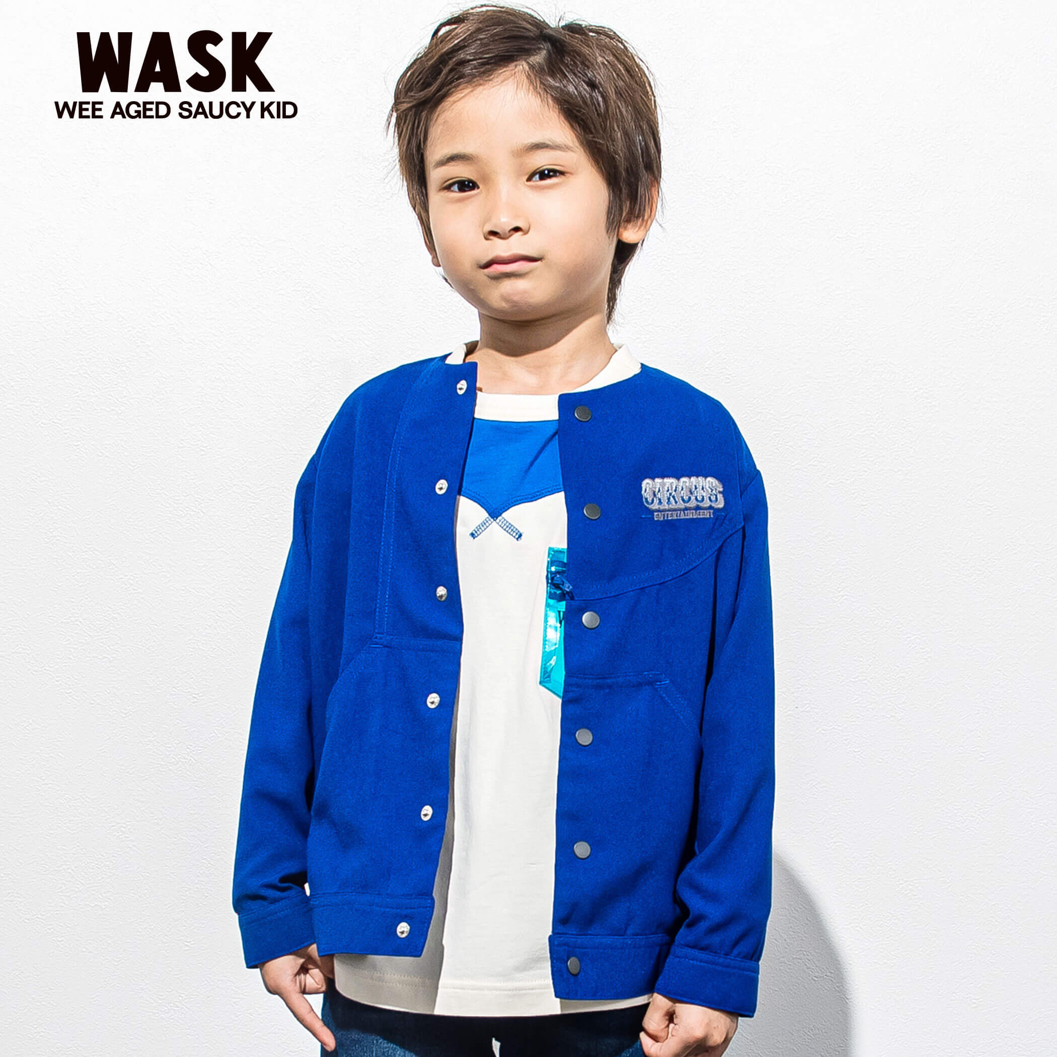 WASK（ワスク）「フロントホックノーカラーポリエステルアムンゼンジャケット(100~160cm)」子供服 子ども服 男の子 女の子 100 110 120 130 140 150 160 アウター ジャケット キッズ ギフト ブランド