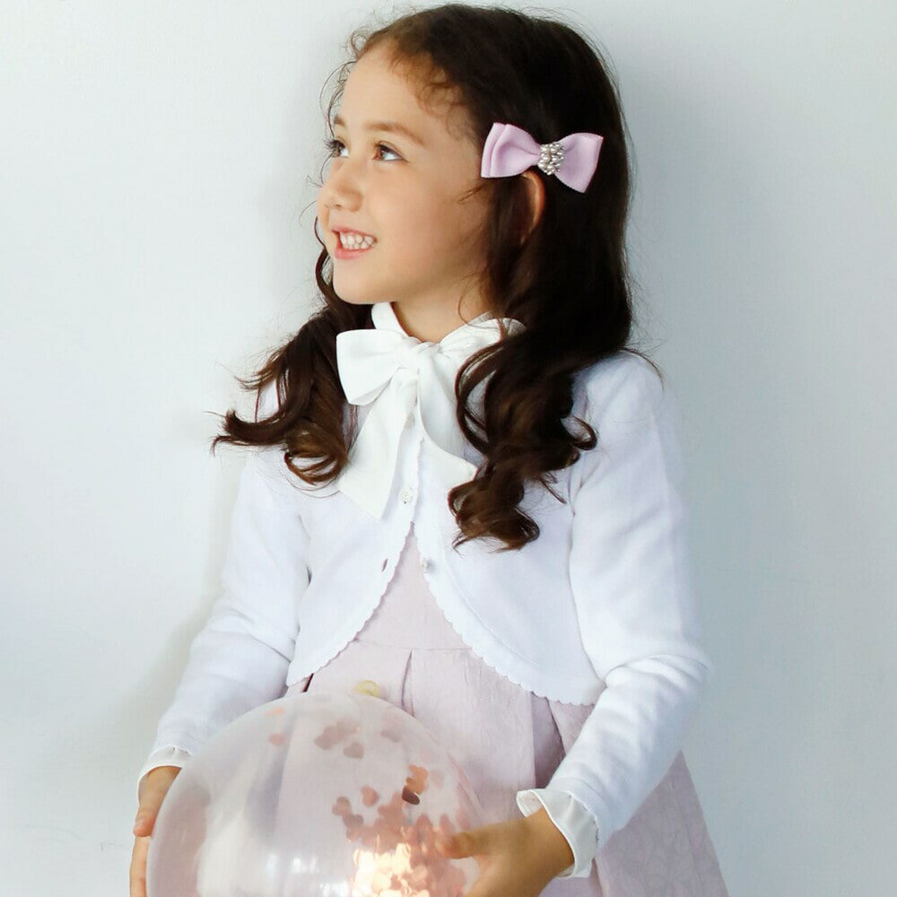 Tartine et Chocolat 【日本製】リボンパールビジューヘアクリップ 子供服 子ども服 女の子 キッズ ギフト ブランド プレゼント 入園 卒園 入学 卒業 お受験 お呼ばれ フォーマル セレモニー 発表会 結婚式 卒服 ドレス 上品 可愛い おしゃれ オシャレ リボン 春 2