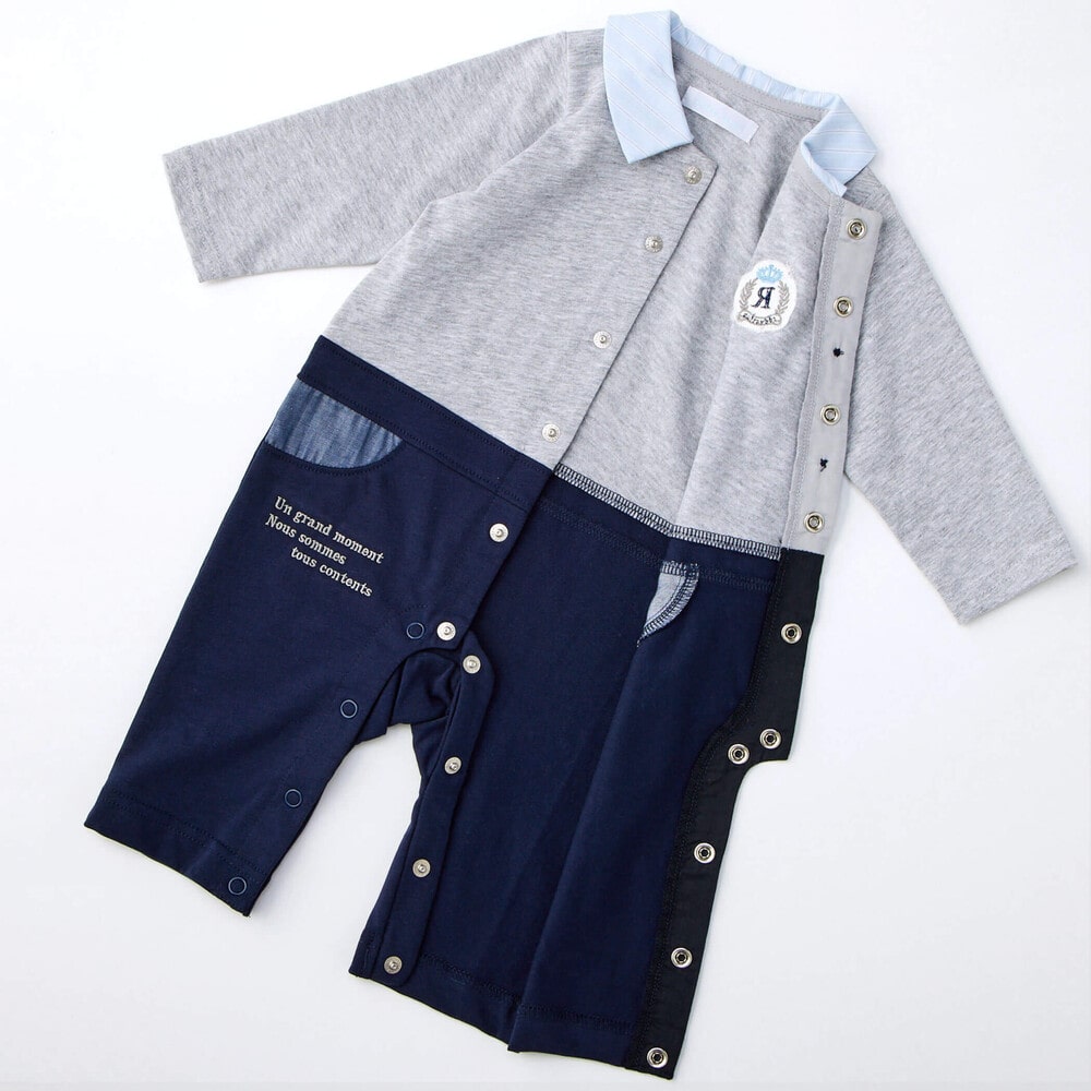 fillot de bebe reduction 天竺ストライプ襟カバーオール(70~80cm) ベビー服 女の子 ギフト プレゼント 出産祝い 新生児 3ヶ月 6か月 1歳 70 80 かわいい ポップ おしゃれ 人気 贈り物 誕生日 出産準備 春物 春服 内祝い バースデーフォト 誕生日祝い