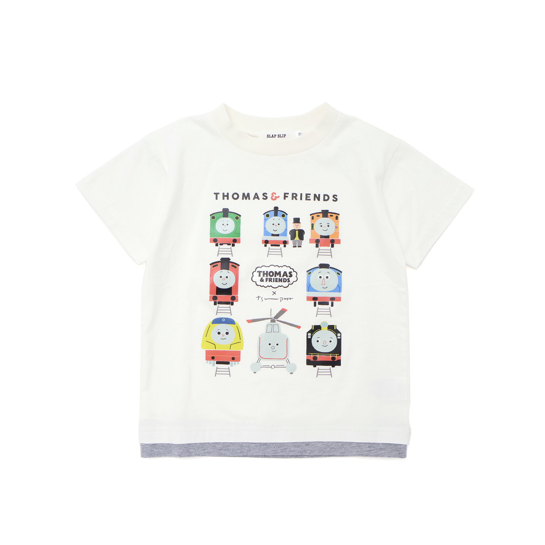 【20％OFFクーポン配布中】【20%OFF】SLAP SLIP 【きかんしゃトーマス × つむぱぱ × SLAPSLIP】ギュギュっとTHOMAS＆FRIENDSプリント 半袖Tシャツ(80~120cm) トーマス Tシャツ 子供服 男の子 キッズ おすすめ ギフト プレゼント 春服 夏服 80 90 100 110 120 通園 通学 小