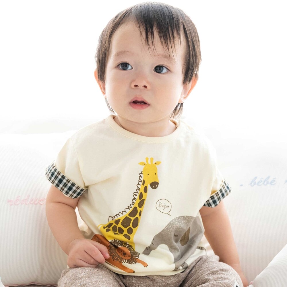 【半額】fillot de bebe reduction 天竺 アニマルプリント Tシャツ (70~90cm) ベビー服 男の子 ギフト プレゼント 出産祝い 新生児 3ヶ月 6か月 1歳 70 80 90 出産準備 25ss 夏服 夏物 春物 春服 上品 内祝い バースデーフォト 誕生日祝い おしゃれ SA SALE セール 3