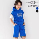 【20%OFFクーポン配布中】nexchic ミニ裏毛フード付き半袖パーカー+ショートパンツセットアップ(110~150cm) 子供服 子ども服 男の子 キッズ...