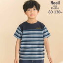 【半額】Noeil aime BeBe 【お揃い】天竺xリップルボーダー切り替え半袖Tシャツ(80~130cm) 子供服 子ども服 男の子 キッズ ギフト ブラ...