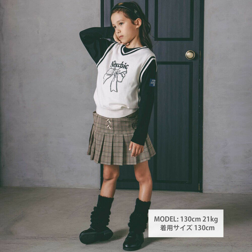 【半額】nexchic 編み上げプリーツスカパン(110~150cm) 子供服 女の子 キッズ ギフト ブランド プレゼント 110cm 120cm 130cm 140cm 150cm 冬 服 通学 ティーンズ服 ジュニア女子 小学生 低学年 高学年服 旅行 お出かけ 3