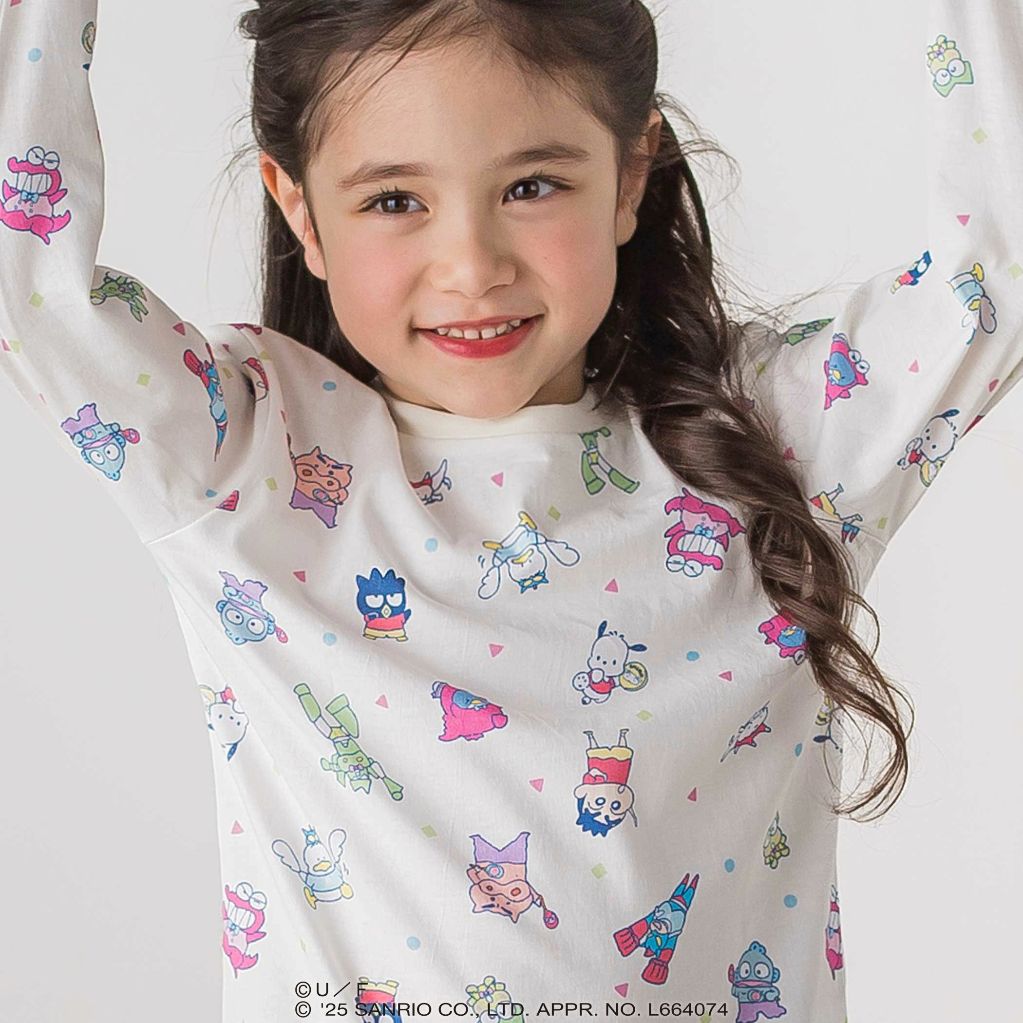 【SALE 30%OFF】【原作クレヨンしんちゃん×はぴだんぶい×SLAPSLIP】フロントプリント 半袖Tシャツ+総柄 長袖Tシャツ 2点セット(80~120cm) トップス 長袖 子供服 男の子女の子 キッズ服 コラボ ギフト キャラクター アニメ 保育園 小学生 90cm 100cm 110cm 120cm 130cm 2