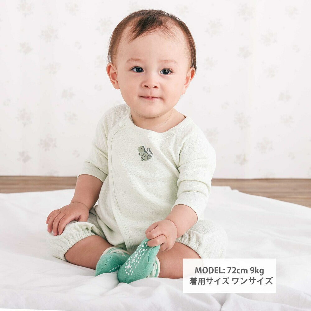 最大1000円OFFクーポン/【SALE 10%OFF】SLAP SLIP BABY アニマルクマウサギ恐竜刺しゅう接結インナー2WAYオールベビー(50~70cm) ベビー服 女の子 ギフト プレゼント 出産祝い 新生児 3ヶ月 6か月 1歳春服 春物 贈り物 誕生日 出産準備 内祝い バースデー 通園 保育園 50cm 6 2