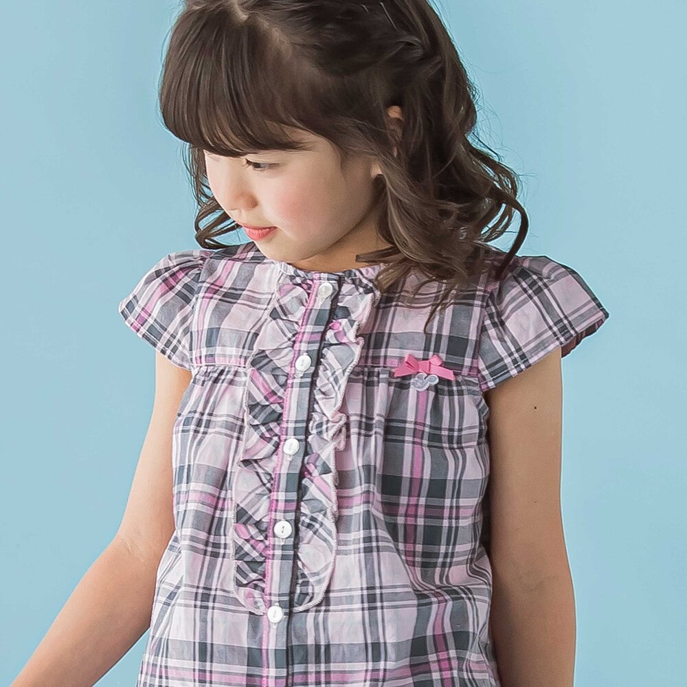 【20%OFF】BeBe Petits Pois Vert 【限定商品】チェックブラウス＋ショートパンツ ...