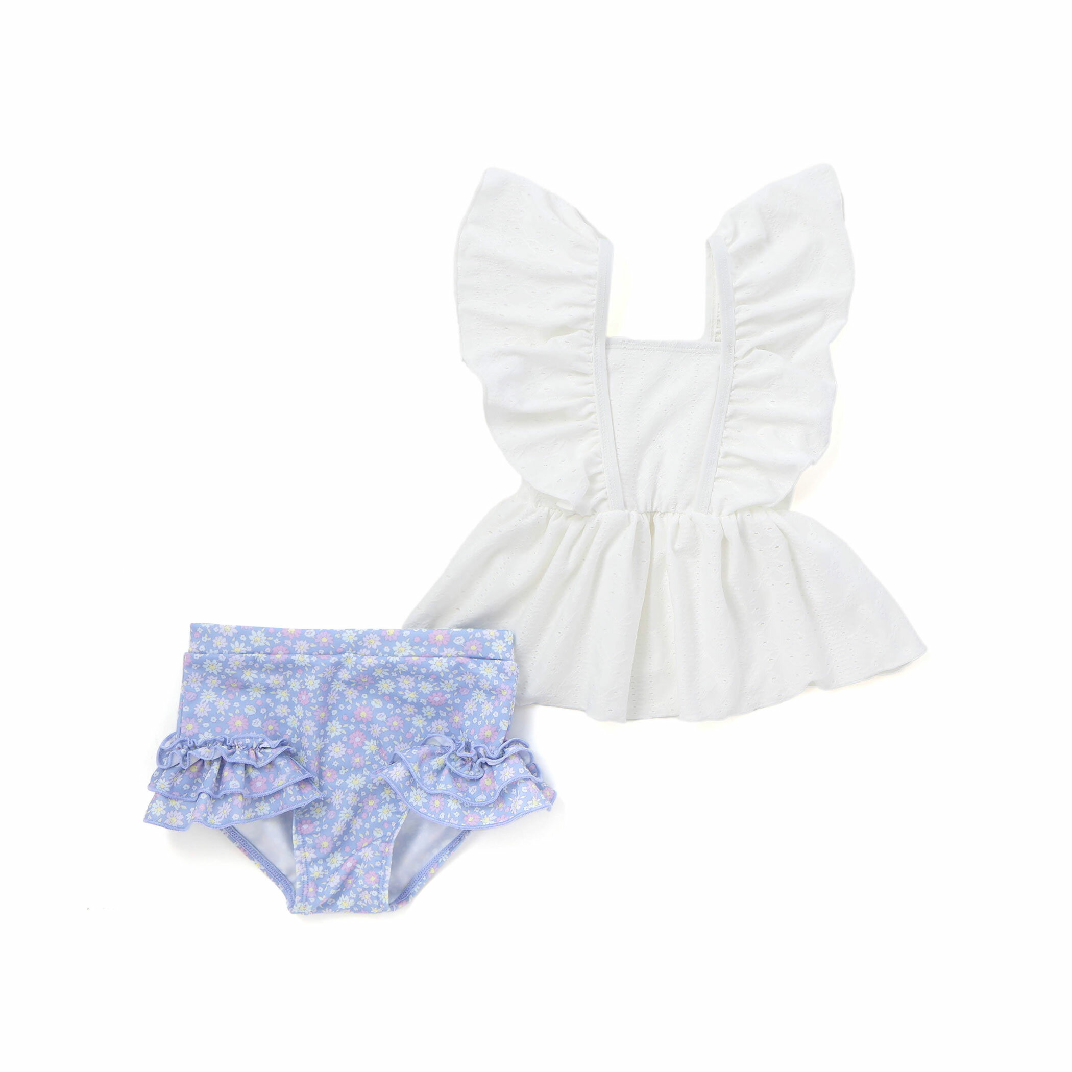 【楽天スーパーSALE 30%OFF】SLAP SLIP 肩フリルタンクトップ+花柄ビキニ(90~130cm) キッズ 水着 セパレート 女の子 slap slip 子供服 ビキニ スイムウェア 2点セット 上下セット 90cm 100cm 110cm 120cm 130cm 保育園 幼稚園 通園 通学 花柄 フリル 水遊び プ