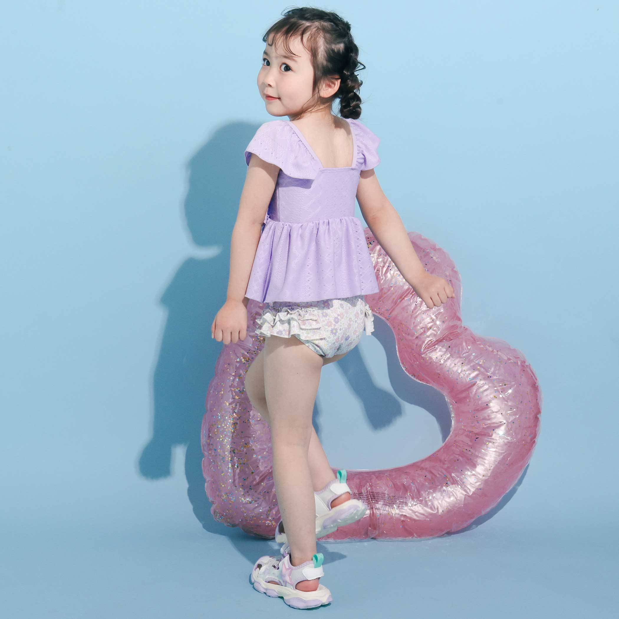 SLAP SLIP 肩フリルタンクトップ+花柄ビキニ(90~130cm) キッズ 水着 セパレート 女...