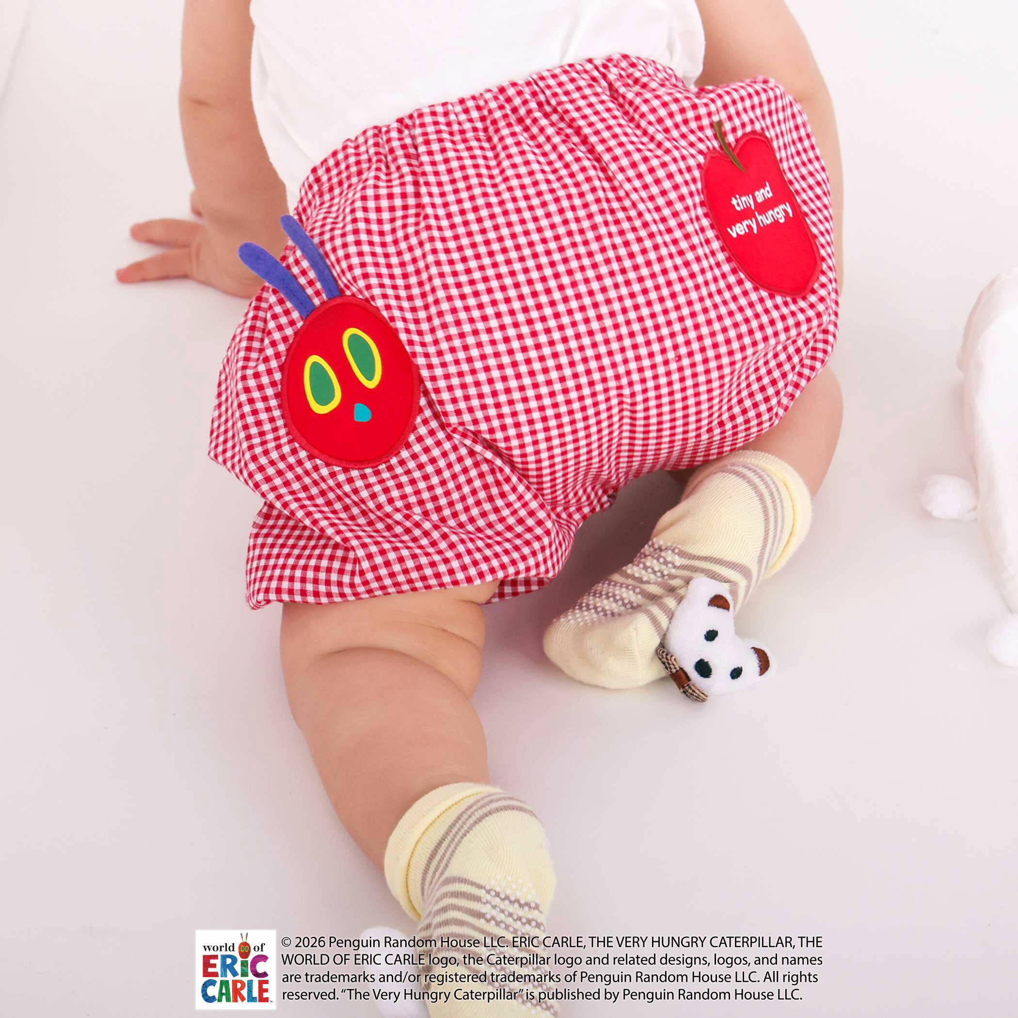 SLAP SLIP baby 【絵本コラボ-はらぺこあおむし-】無地&チェック柄パンツ+帽子セットベビー(70~80cm) 2点セット ベビー服 男の子 ギフト プレゼント 出産祝い 新生児 3ヶ月 6か月 1歳 コラボ服 プチギフト お出かけ 贈り物 誕生日 出産準備 バースデー 通園 保育園