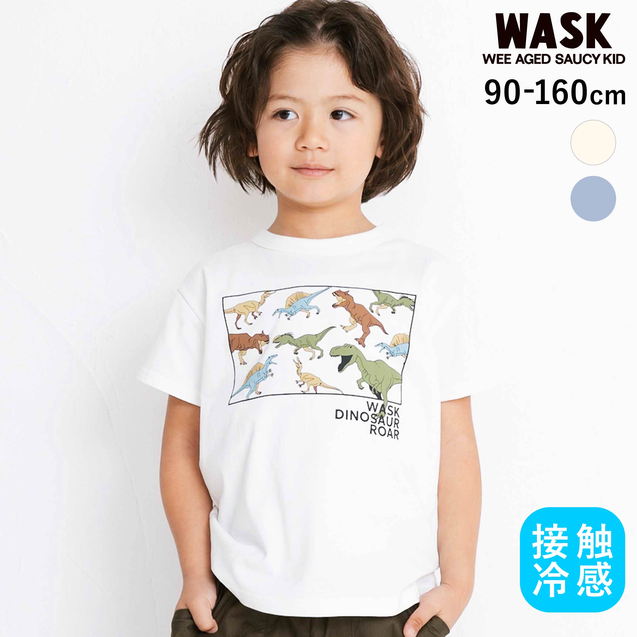 Rakuten - 最大千円クーポン配布中・【20%OFF】WASK 【接触冷感】ダイナソー フルライン Tシャツ(90~160cm) トップス 夏 子供服 キッズ服 男の子 キッズ ギフト ブランド プレゼント 機能性 冷感 アウトドア 小学生 アメカジ 高学年 90cm 100cm 110cm 120cm 130cm 140cm 150cm 160cm