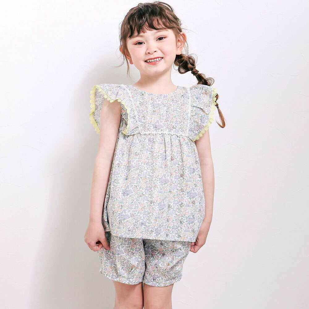 【楽天スーパーSALE 半額以下】SLAP SLIP 花柄チュニック+ショーパンセットアップ(80~130cm) 子供服 女の子 キッズ ギフト ブランド プレゼント 2点セット 夏服 キッズ服 保育園 通園 通学 小学生 お出かけ 80cm 90cm 100cm 110cm 120cm 130cm