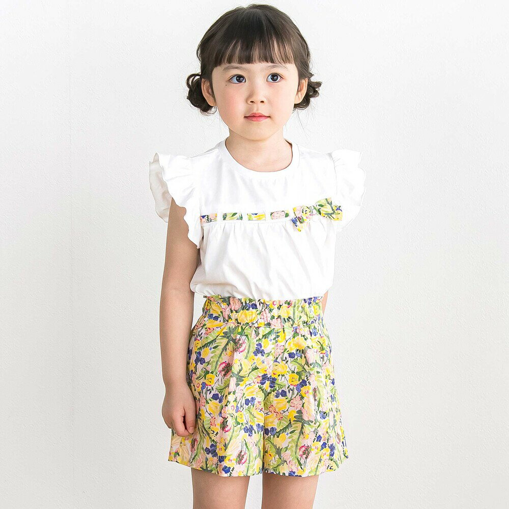 【最大20%OFFクーポン】BeBe Petits Pois Vert 【限定商品】フラワーリボンフリル...