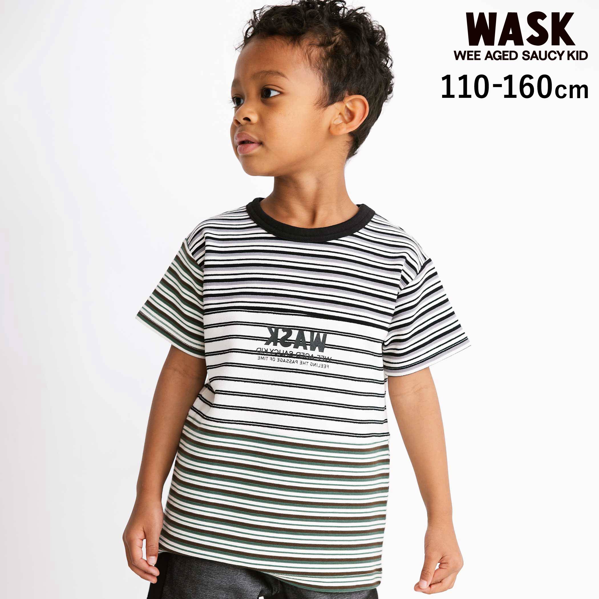 Rakuten - WASK マルチボーダー切り替えTシャツ(110~160cm) 子供服 子ども服 男の子 キッズ ギフト ブランド プレゼント 半袖 夏服 夏物 アメカジ 保育園 通園 お出かけ 110cm 120cm 130cm 140cm 150cm 160cm