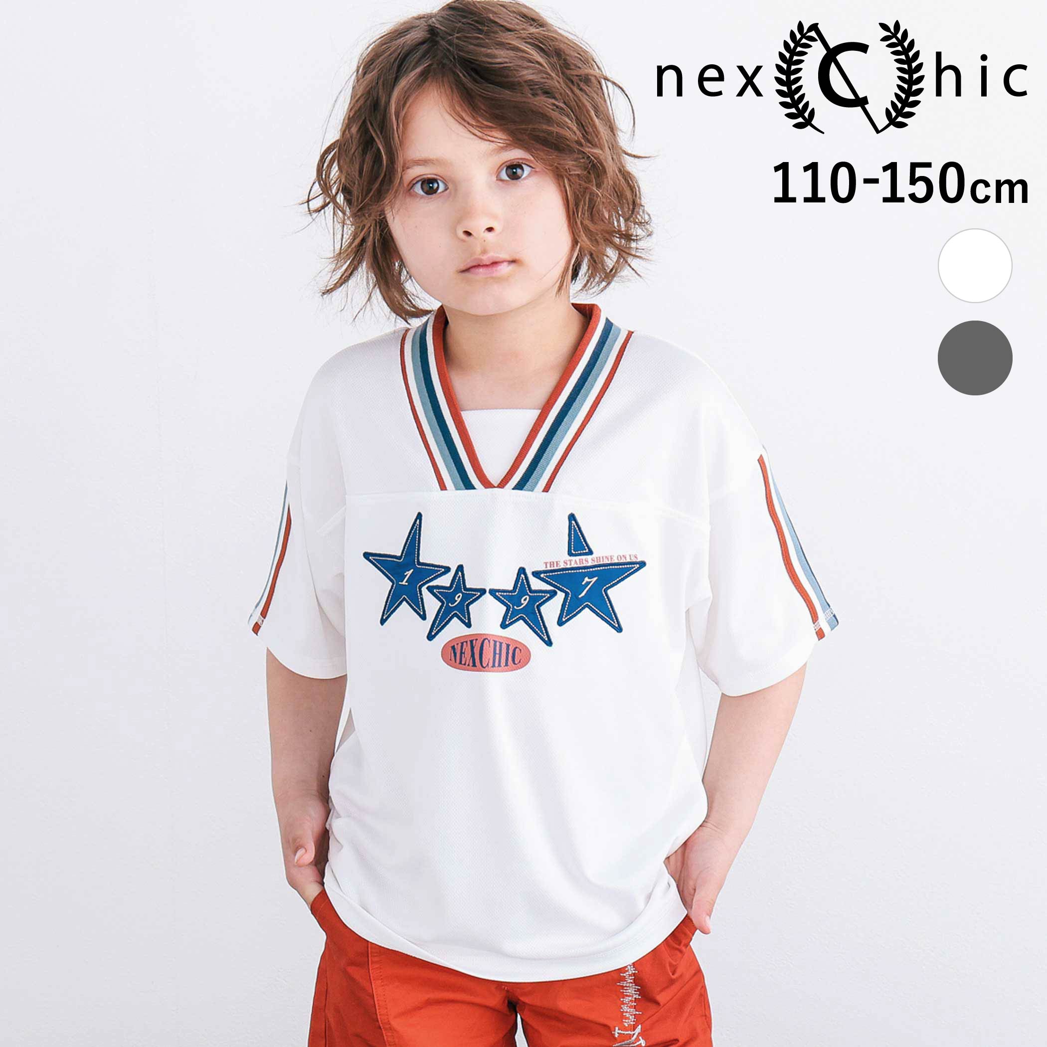 乐天商城 - 最大千円クーポン配布中・nexchic 太ラインポイントメッシュTシャツ(110~150cm) 子供服 男の子 キッズ ギフト ブランド プレゼント 半袖 夏服 キッズ服 ジュニア服 小学生 高学年 通学 110cm 120cm 130cm 140cm 150cm