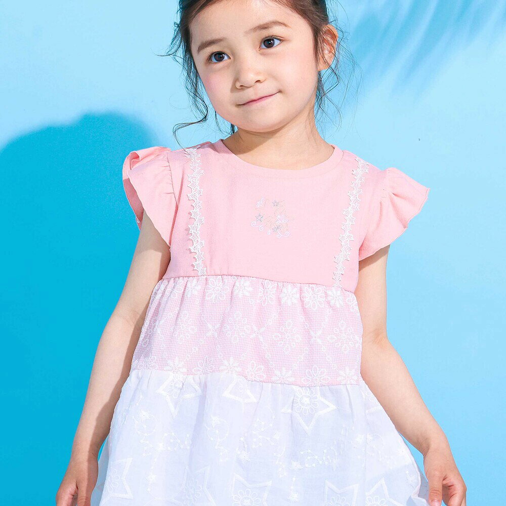 【半額】SLAP SLIP 【接触冷感】レースティアード 半袖Tシャツ (80~130cm) キッズ服 子供服 おすすめ 女の子 機能性 ひんやり 冷感 涼しい 綿 ティアード レース ガーリー カジュアル 夏服 通園 通学 保育園 小学生 80cm 90cm 100cm 110cm 120cm 130cm buzzfuzz-10031629 BEBE 公式 楽天市場店 サンプル画像3