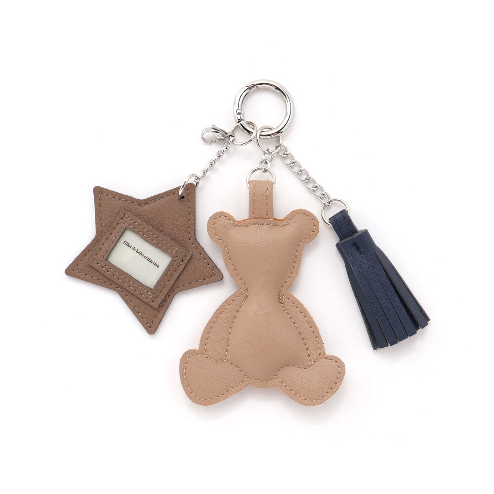 fillot de bebe reduction クマのルウちゃんチャーム ベビー キーホルダー バッグチャーム ネームタグ ルウちゃん クマモチーフ 合皮チャーム 星チャーム 名札 お名前タグ 出産祝い ギフト プレゼント マザーズバッグ ベビー雑貨 おしゃれの商品画像 2