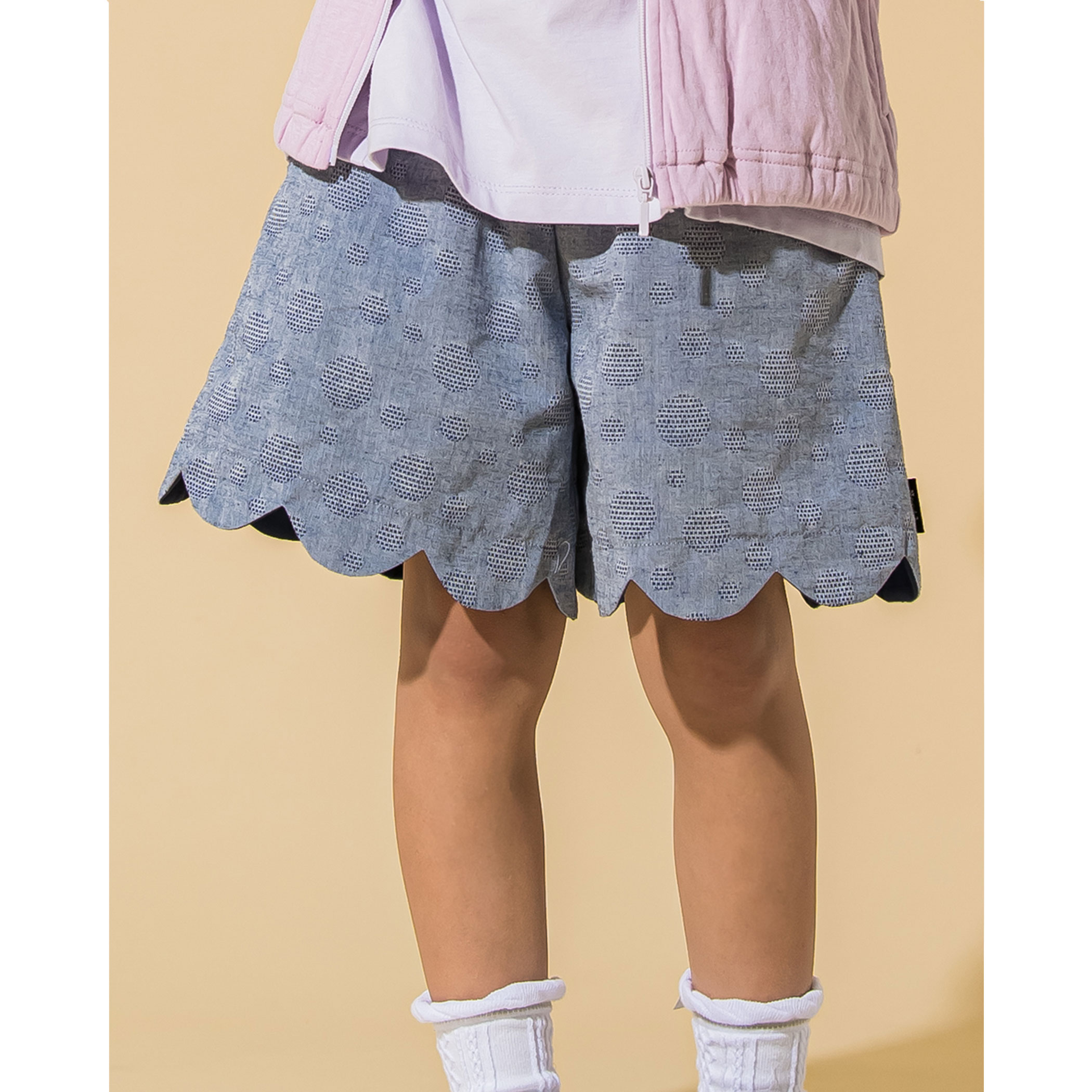 【70％OFF】Noeil aime BeBe （ノイユエイムべべ）裾 スカラップ ドット キュロット (90~130cm) 子供服 女の子 子ども服 パンツ 90 100 110 120 130 ボトム ボトムス ショートパンツ ハーフパンツ キッズ ギフト ブランド セール SALE SALE セール SALE セール