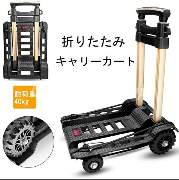 キャリーカート 折りたたみ 軽量 家庭用 持ち運ぶ 小型カート タイヤ補強 コンパクト 引っ越し 荷物運..