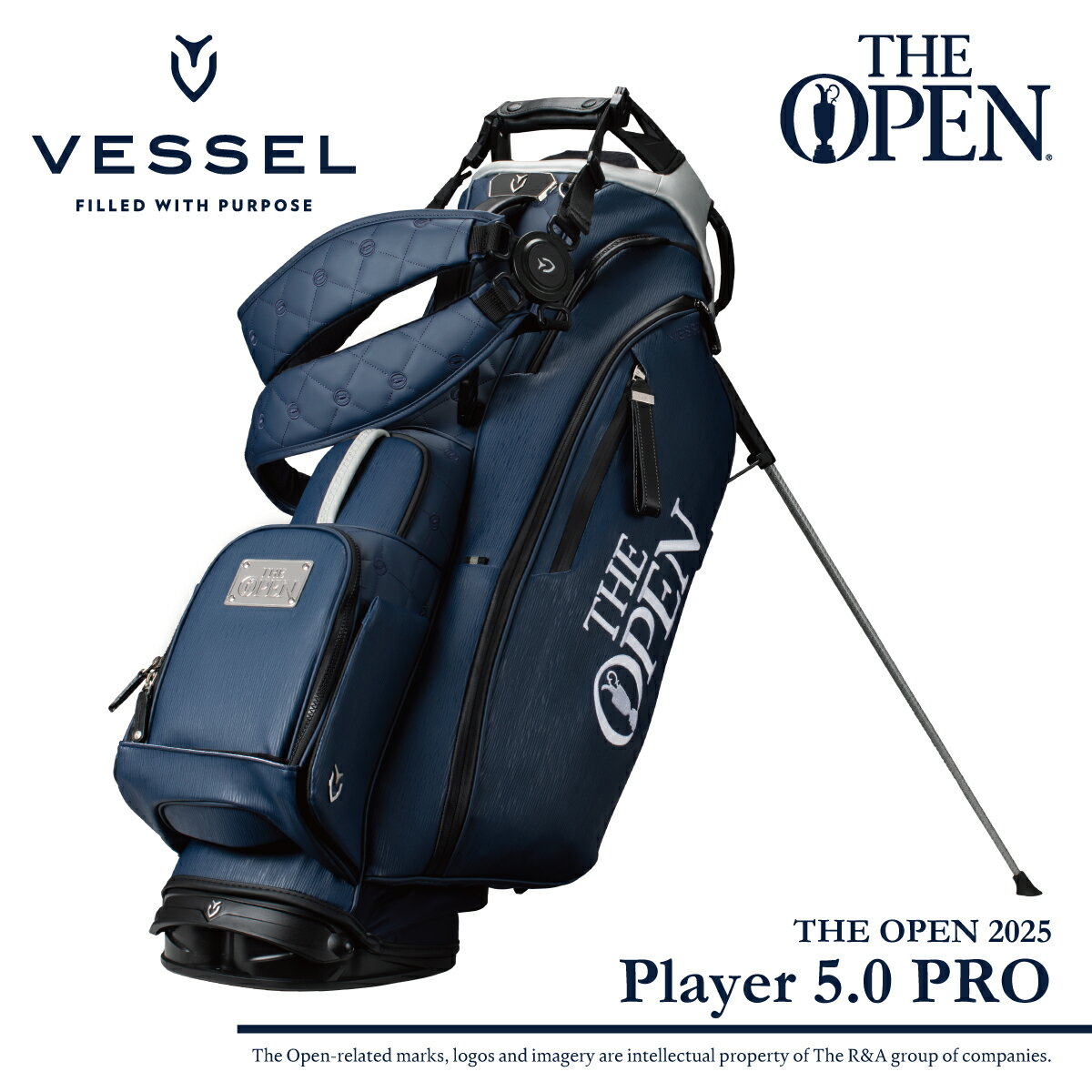 【数量限定】THE OPEN 2025 ベゼル ゴルフ キャディバッグ スタンドタイプ プレイヤー 5.0 プロ Player 5.0 PRO 9.5型〈VESSEL〉【ネームプレート刻印無料】