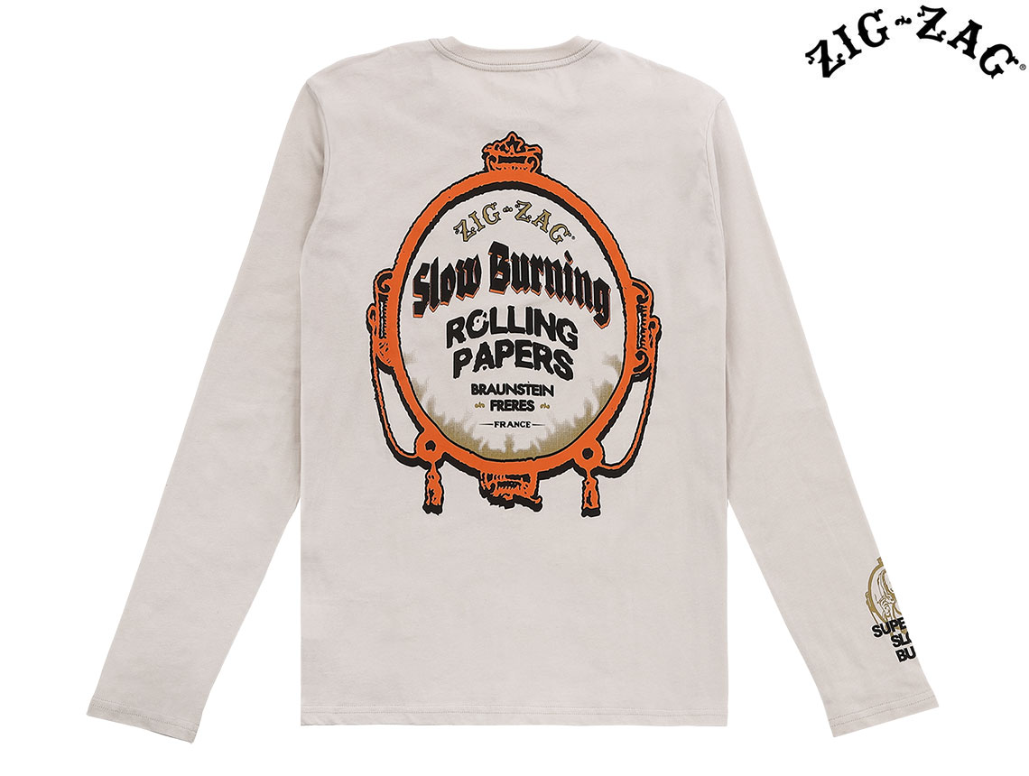 ZIG ZAG ジグザグ オフィシャル ロングスリーブ Tシャツ BURNING CREST ストーン