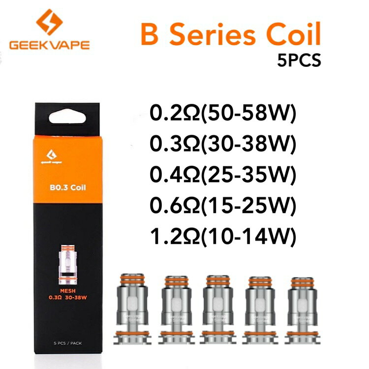 商品名GeekVape B series Coil使用可能機種H45/M100/Boost/Boost Plus/Hero/Boost Luxury Edition/ Z nano Tank/Z50コイルタイプ0.2Ω(50-58W) 0.3Ω(30-38W) 0.4Ω(25-35W) 0.6Ω(15-25W) 1.2Ω(10-14W)内容品B Series Coil×5注意事項輸入品につき外箱に多少の擦り傷、凹みがある場合がございます。 コイルの焦げ付き防止の為、初回はリキッドを入れて約5分以上経ってからご使用ください。関連商品はこちら【送料無料】Geekvape H45(Aegis Hero2)...5,980円