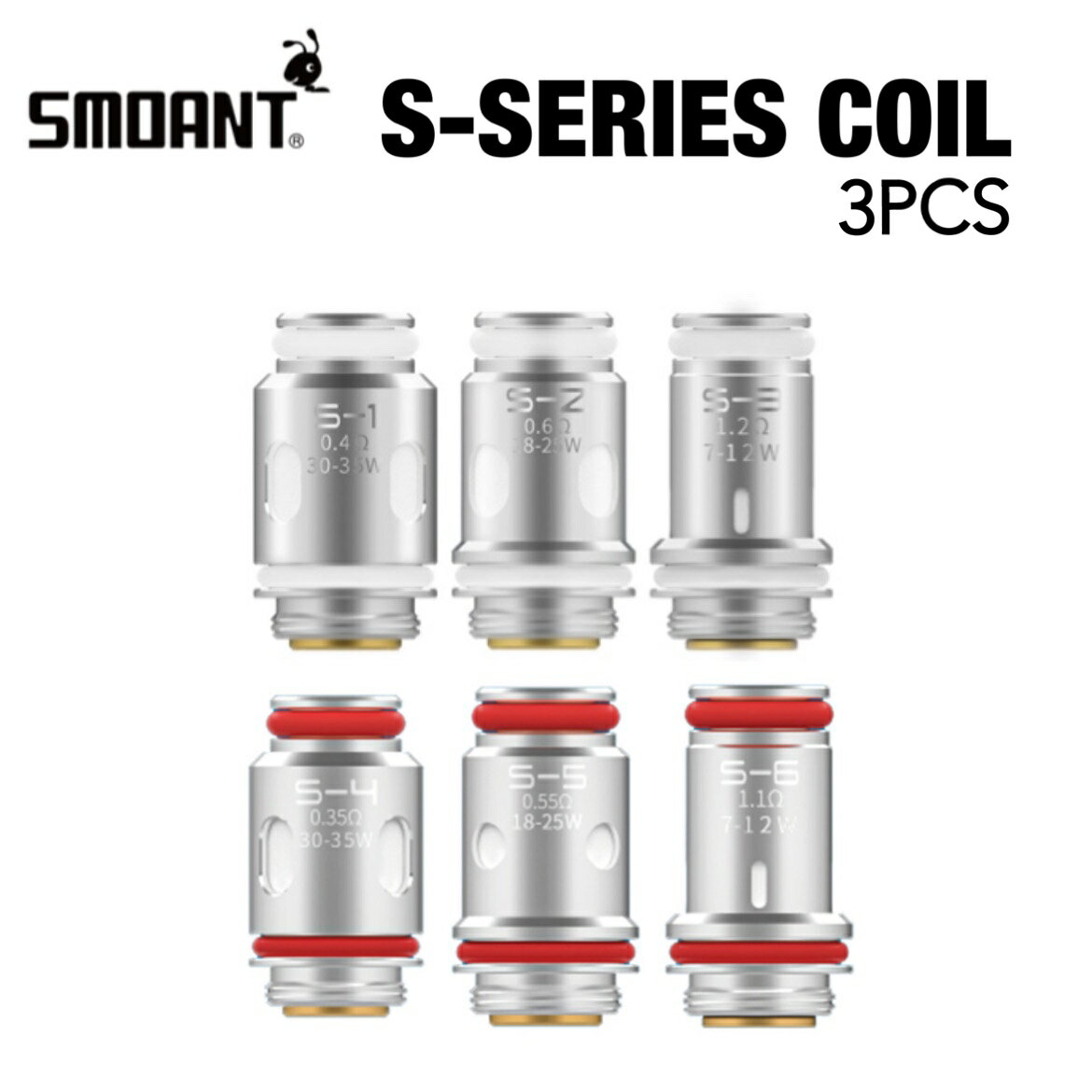 商品名Smoant S-Coil対応機種Charon Baby Plus / Santi Kit / Knight40コイルタイプ・S-1 DL 0.4Ω(30-35W) ・S-2 RDL 0.6Ω(18-25W) ・S-3 MTL 1.2Ω( 7-12W) ・S-4 DL 0.35Ω(30-35W) ・S-5 RDL 0.55Ω(18-25W) ・S-6 MTL 1.1Ω( 7-12W)内容品S-Coil×3注意事項・輸入品につき外箱に多少の擦り傷、凹みがある場合がございます。 ・コイルの焦げ付き防止の為、初回はリキッドを入れて約5分以上経ってからご使用ください。関連商品はこちらSMOANT KNIGHT40 Kit 3.5ml 1500mAh ス...5,480円