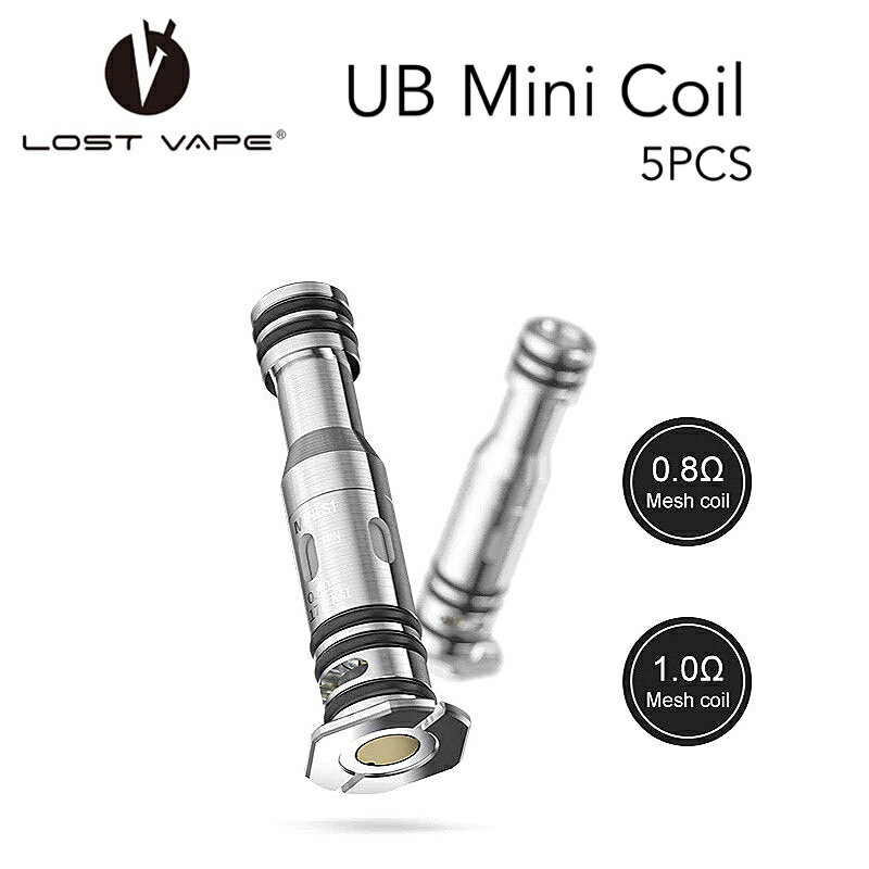 商品名LostVape UB Mini Coil使用可能機種Orion mini podコイルタイプ・S1 0.8Ω Mesh Coil 　RDL/MTL 12-17W ・S2 1.0Ω Mesh Coil 　RDL/MTL 9-13W内容品UB Mini Coil×5注意事項コイルの焦げ付き防止の為、初回はリキッドを入れて約5分以上経ってからご使用ください。