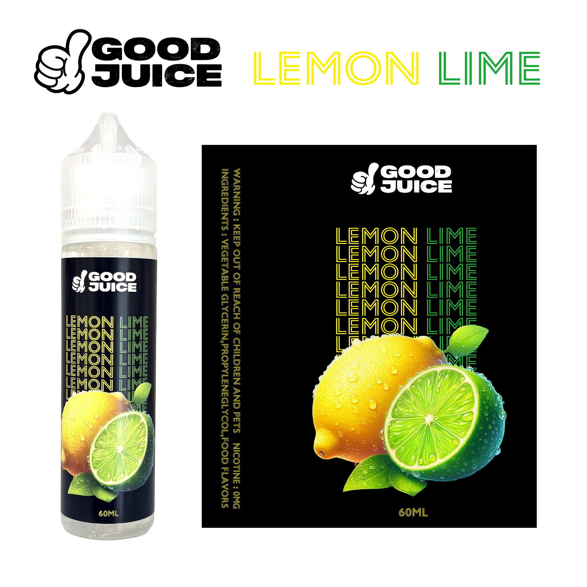 GOODJUICE Lemon Lime レモンライム フレーバー 60ml グッドジュース vape べイプ 電子タバコ 電子シーシャ リキッド フルーツ フレーバー ニコチン0 送料無料