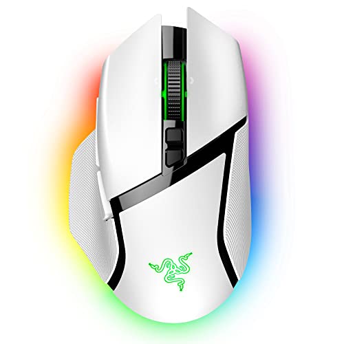 Razer レイザー Basilisk V3 Pro White ゲーミングマウス ワイヤレス Bluetooth 無線 接続 Focus Pro 30K オプティカルセンサー 30,000DPI 第 3 世代オプティカルマウススイッチ 高速スクロール可能なチルトホイール 11ボタン 13ゾーンのChroma RGB対応 バシリスクブイスリー