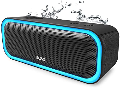 DOSS SoundBox Pro Bluetooth スピーカー ワイヤレス ポータブル 小型スピーカー デュアルドライバ パッシブラジエーター搭載 20W出力 EXTRA BASSテクノロジー 強化された低音 ステレオ IPX5防水 イルミネーション機能 20時間再生 Aux-in TFカード対応 お風呂 アオトドア適用