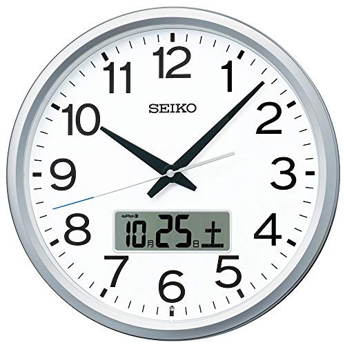 セイコークロック 掛け時計 オフィスタイプ 電波 アナログ プログラム機能 銀色メタリック 350×68mm PT202S