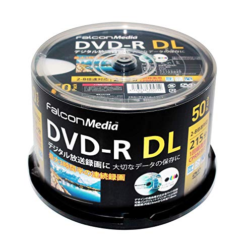 FalconMedia（ファルコンメディア） 1回録画用 DVD-R DL CPRM 215分 50枚 ホワイトプリンタブル 片面2層 2-8倍速 BE071