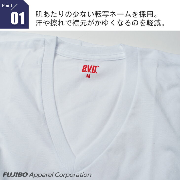 【送料無料】お得な2枚組＋吸水速乾 B.V.D. Vネック半袖Tシャツ 無地 白 メンズ インナーシャツ 下着 肌着 V首 アンダーウェア【メール便専用】