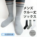 【50%の確率で最大100%ポイントバック】メンズ 抗菌防臭 クルー丈 ラインソックス パイル サポート編み カジュアル 綿混 靴下 くつした 男性 デイリー(4)