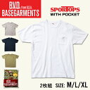 【2枚セット】B.V.D. ベースガーメンツ スポートップス ポケットTシャツ タフネック 綿100% (M/L/XL) メンズ 男性