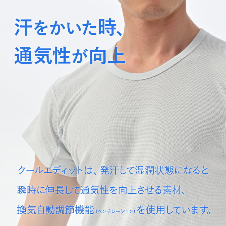 【メール便送料無料】BVD クールエディット ワキ汗対策 クルーネック2分袖Tシャツ ...