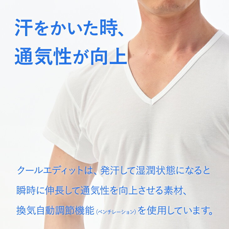 【300円OFFクーポン配布】BVD クールエディット ワキ汗対策 17cmVネック2分袖Tシャ...