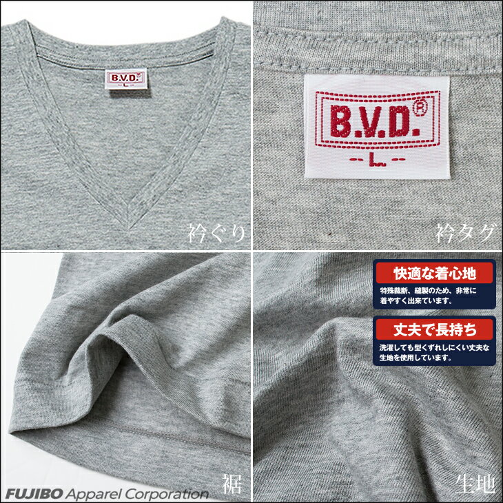 B.V.D.GOLD VネックTシャツ 2枚セット M L BVD 綿100％ V首 メンズ 下着 肌着 インナーシャツ【ゆったり】 gf924-2p コットン