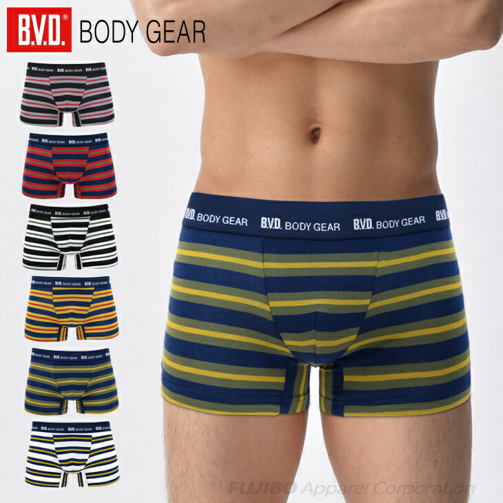 【300円OFFクーポン】【メール便送料無料】BVD BODYGEAR ボディギア ショートボクサー WEB限定 綿混先染ボーダー（M/L/LL） メンズインナー 下着 パンツ アンダーウェアのサムネイル