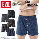 【777円OFFクーポン】BVD 吸水速乾 ニットトランクス チェック ストライプ M/L/LL メンズインナー アンダーウェア 下着 男性 パンツ