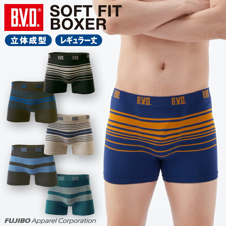 【10%OFFクーポン】BVD ボクサーパンツ 立体成型 ソフトフィット ボーダー 前とじ （M/L/LL） GR518 メンズ アンダー…