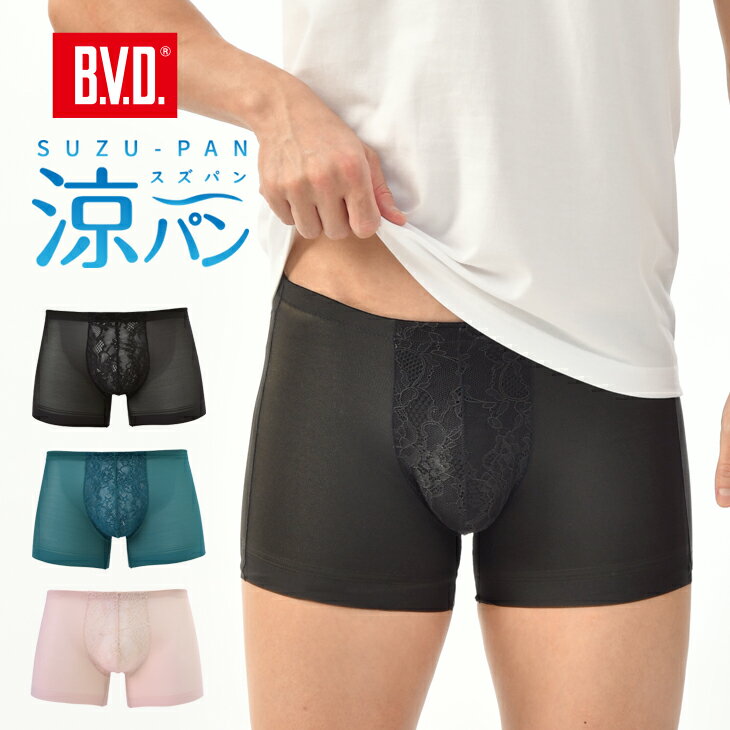 【最大150円OFFクーポン】BVD 涼パンレース ボクサーパンツ ムレにくい 吸水速乾 メッシュ M/L/LL メンズ 下着 アンダーウェア パンツ 男性 SUZU-PAN スズパン RT193